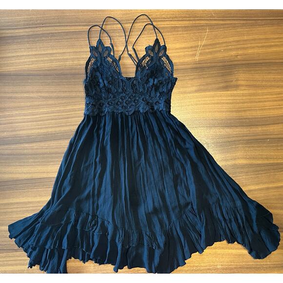 Free People FP One Adella Black Lace Short Dress, Boho, Sheer, Sexy, Size Small - Picture 2 of 8